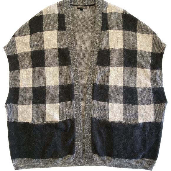 Banana Republic Cotton/Wool Buffalo Check Pockets Soft Cozy Vest Women M/L Black - Picture 4 of 6